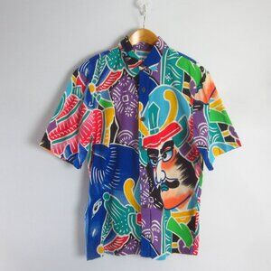 Jams World Archives Mens Medium Musha Samurai Multicolor Linen Cotton SS Shirt M